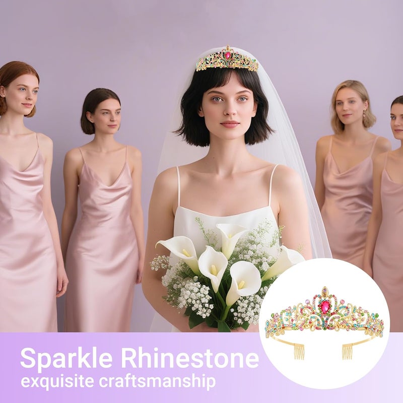 Queenship Tiara Crown for Women, Queen Tiara for Birthday Prom Bridal Party Custome Multi - Image 5